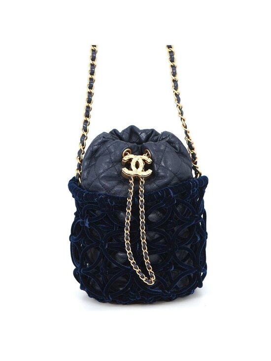 Chanel Handbags - ★SOLD★ Chanel Chain Shoulder Bag CC Logo Quilted Drawstring Leather Velvet
